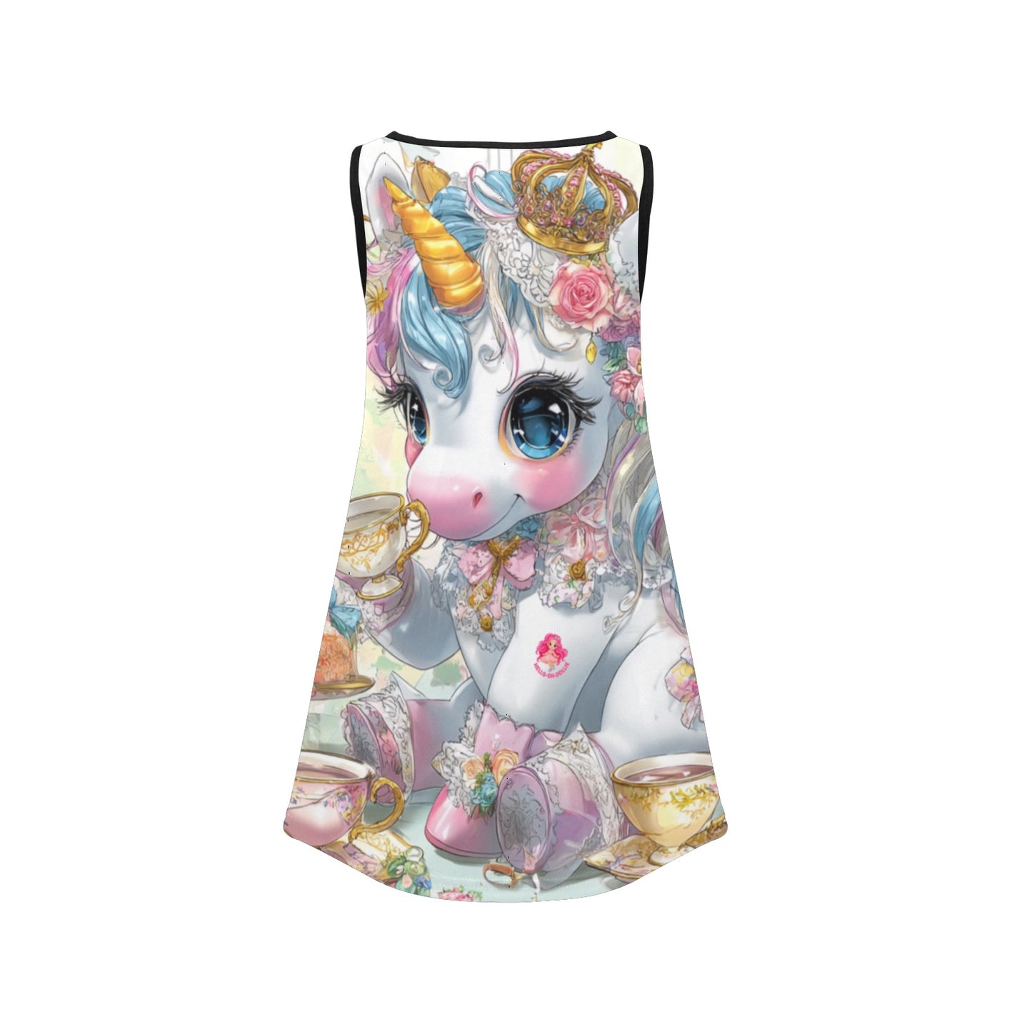 Hello-Oh-Dollie unicorn print Girls' Sleeveless Dress (D58)