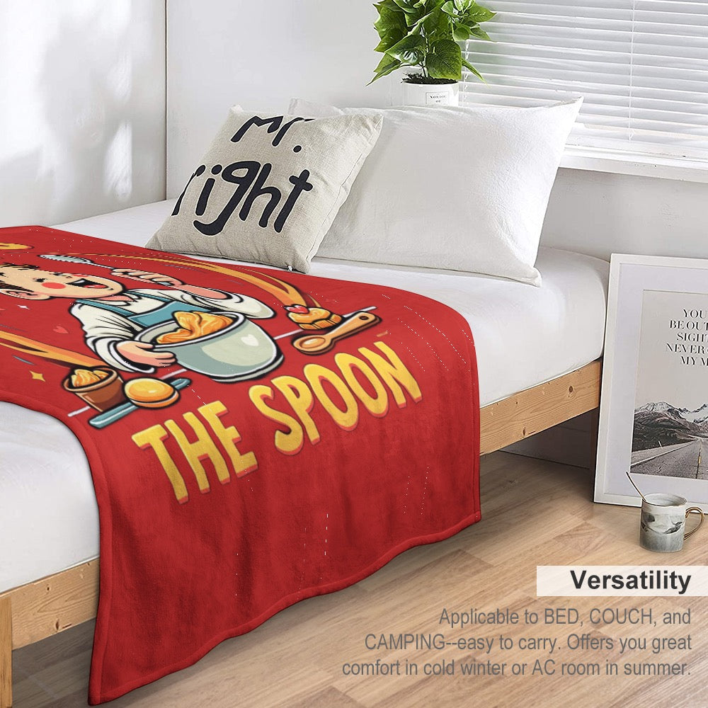 Ultra-Soft Flannel Blanket happiness is the spoon