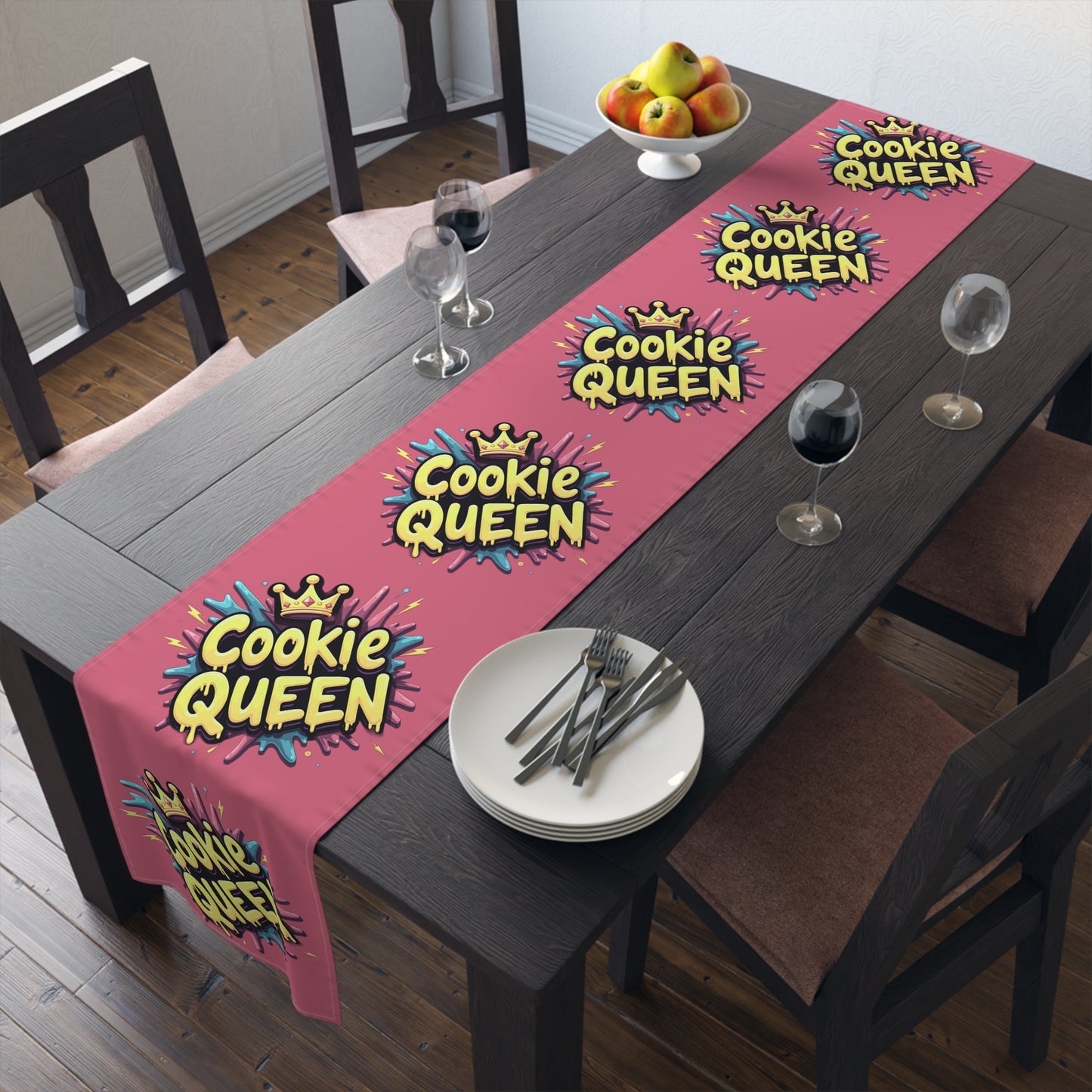 Cookie Queen Table Runner — Colorful Baking-Themed Table Decor