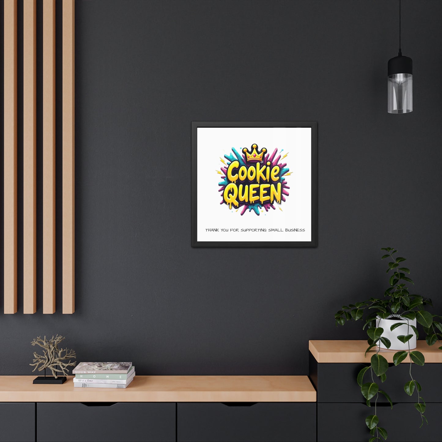 Cookie Queen Framed Poster — Colorful Kitchen Wall Art for Bakers