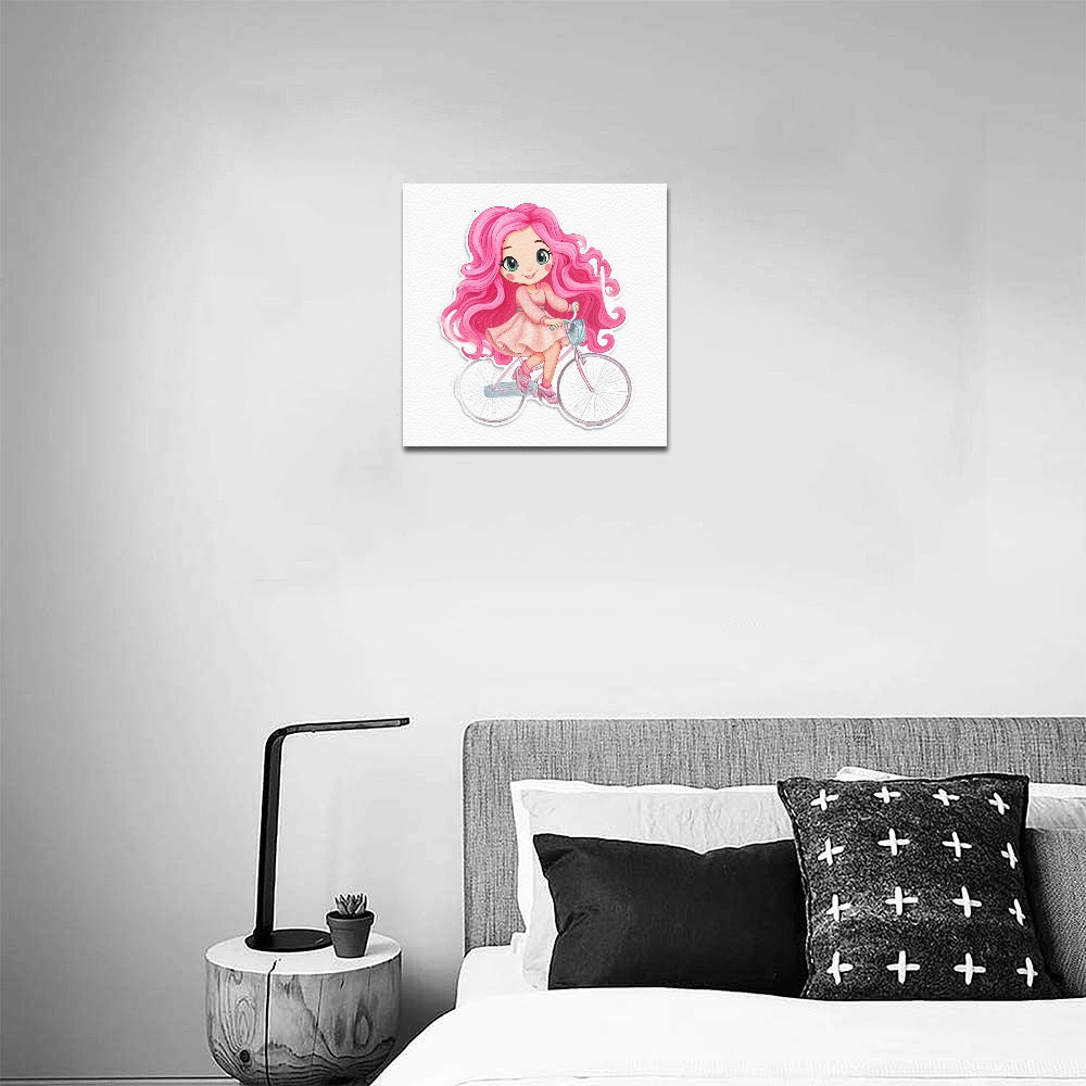 Dollie on bicycle Frame Canvas Print 12"x12"