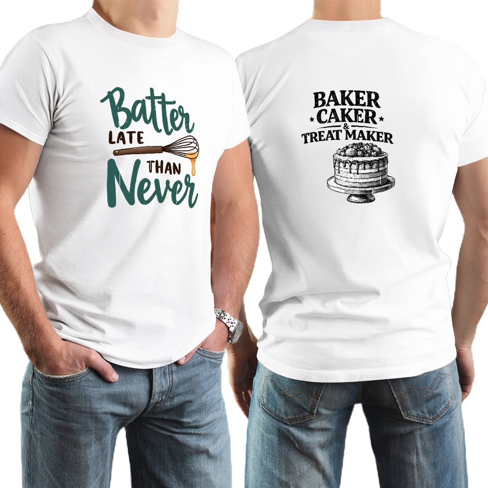 New High quality Men's T-shirt 100% Cotton batter late than never
