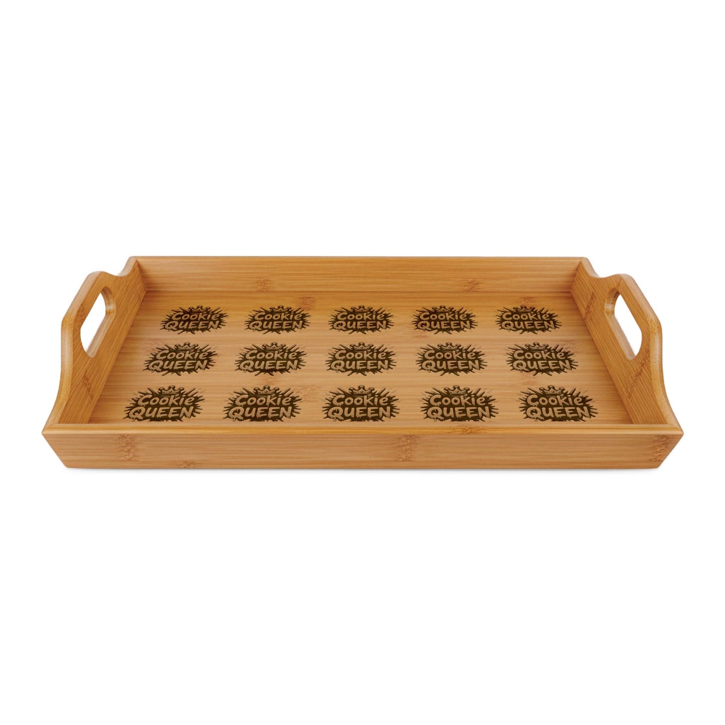 Cookie Queen Engraved Bamboo Serving Tray — Decorative Dessert & Cookie Server