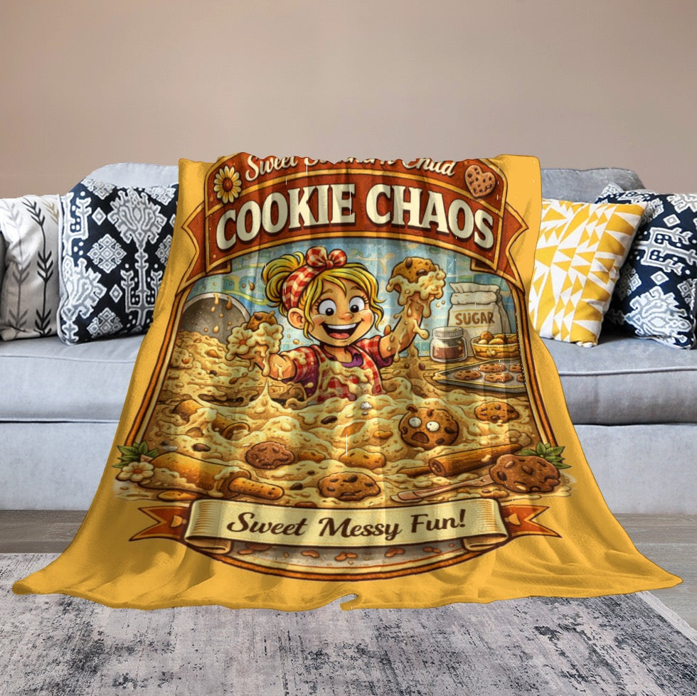 Ultra-Soft Flannel Blanket Cookie chaos