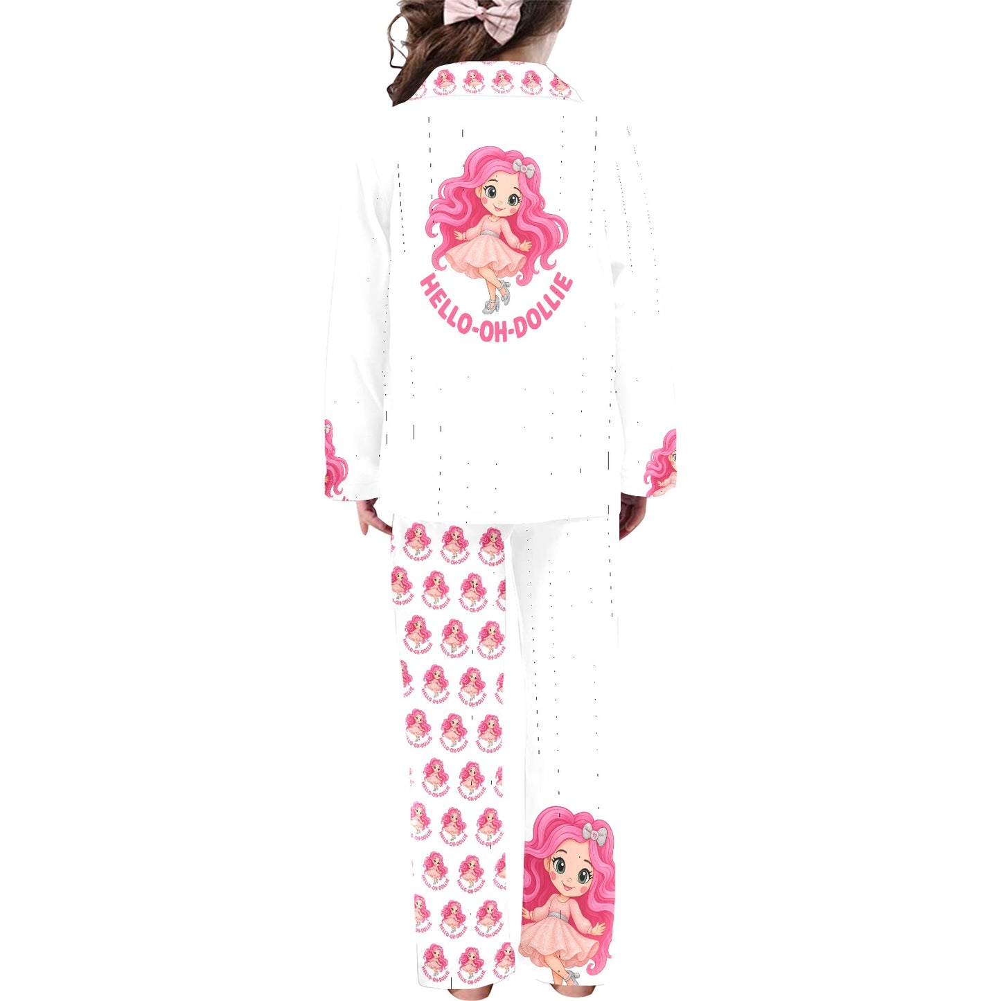 Hello-oh-Dollie Little Girls' V-Neck Long Pajama Set (Sets 02)