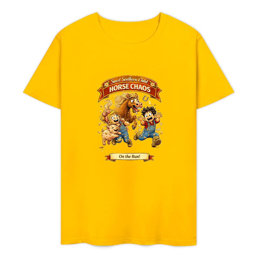New Pure cotton short sleeved T-shirt Horse chaos