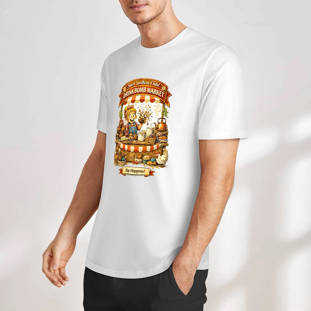 New Pure cotton short sleeved T-shirt Drink bomb