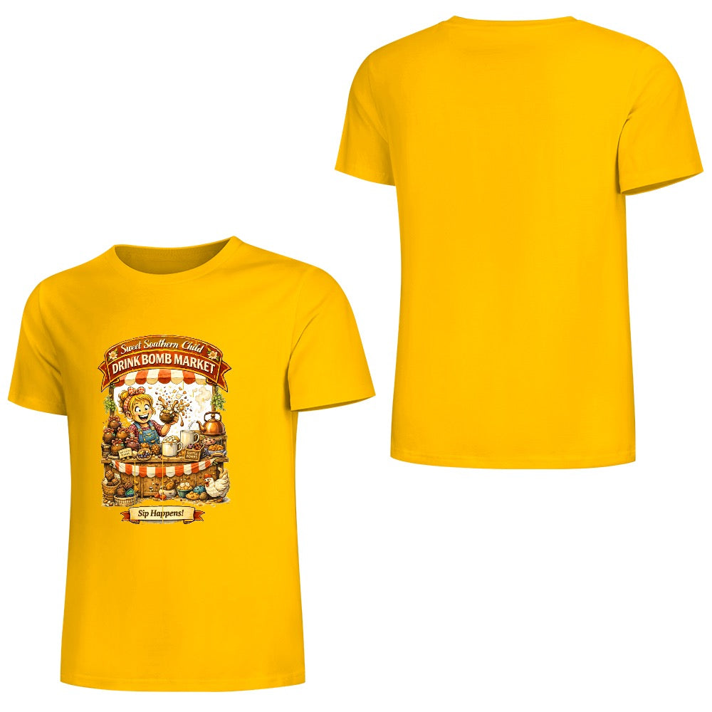 New Pure cotton short sleeved T-shirt Drink bomb market