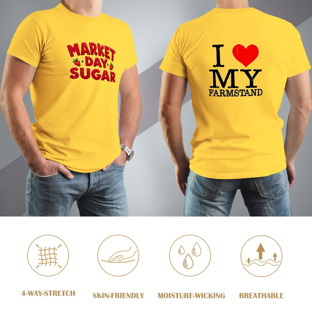 New High quality Men's T-shirt 100% Cotton market day, sugar