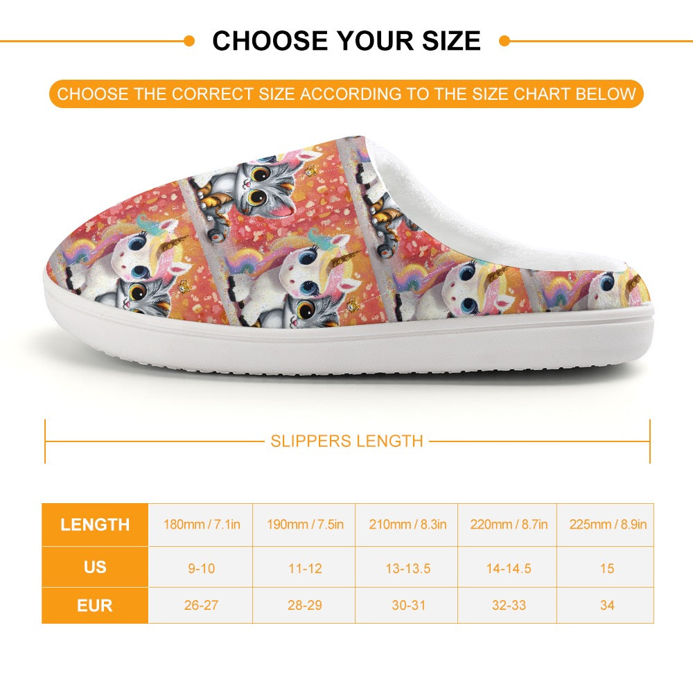 Unicorn and kitten Customized personalized children's home cotton slippers