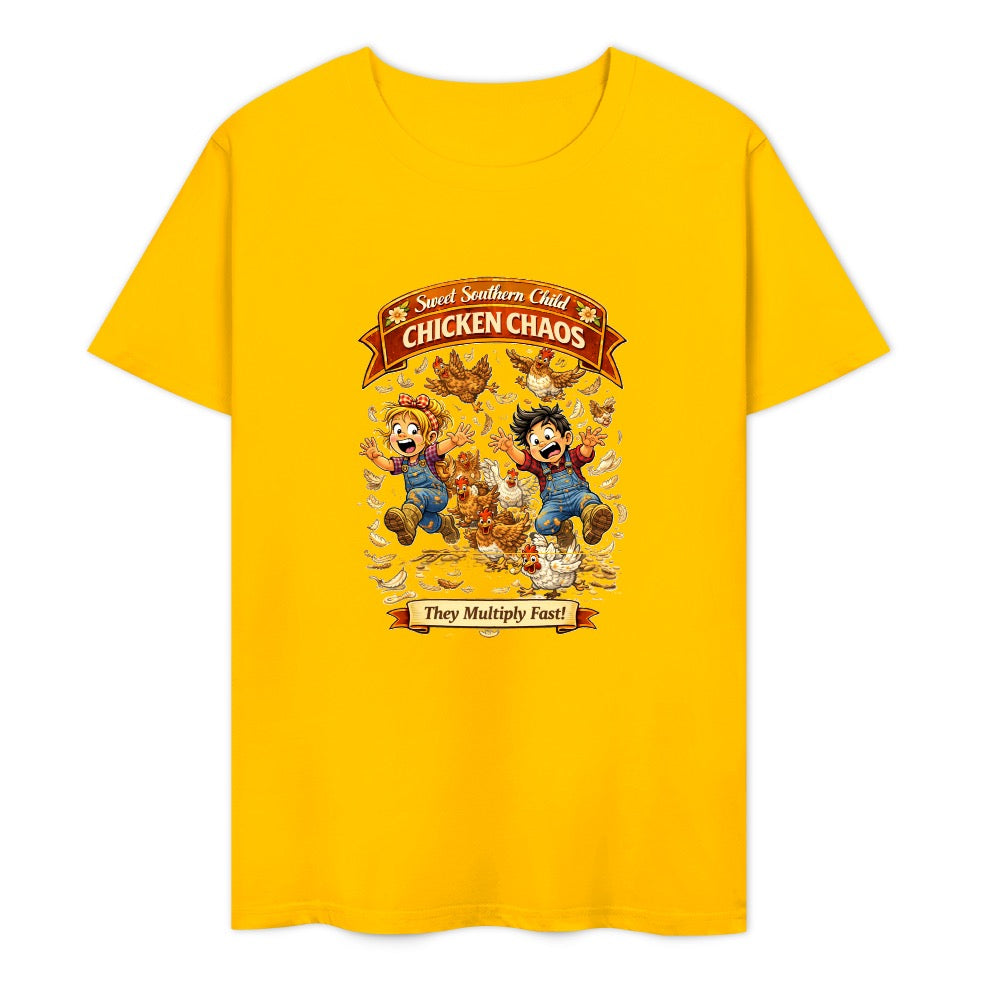 New Pure cotton short sleeved T-shirt Chicken chaos
