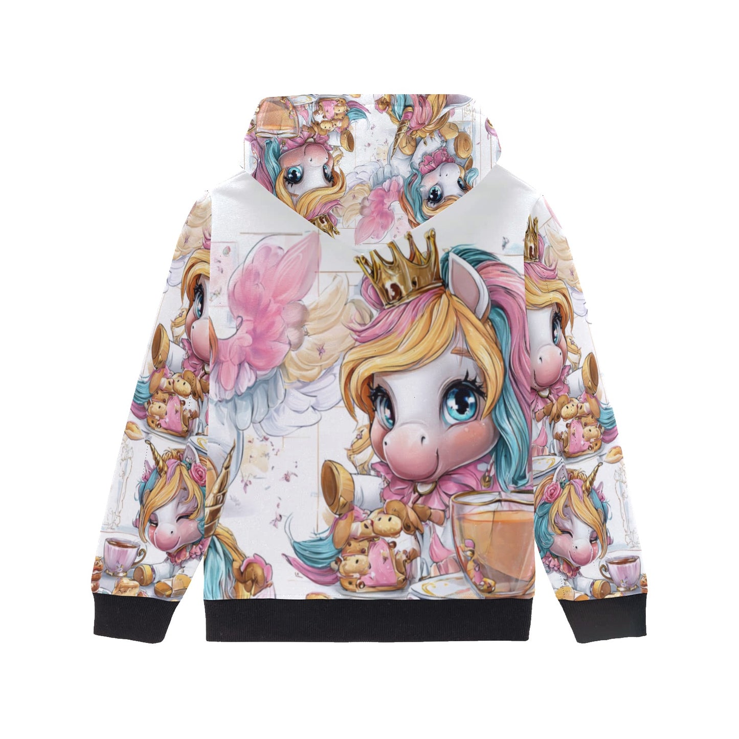 Hello-oh-dollie unicorn tea party Little Girls' Long Sleeve Hoodie