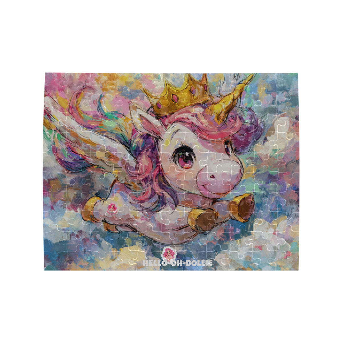 Hello-Oh-Dollie unicorn flying Rectangle Jigsaw Puzzle (Set of 110 Pieces)