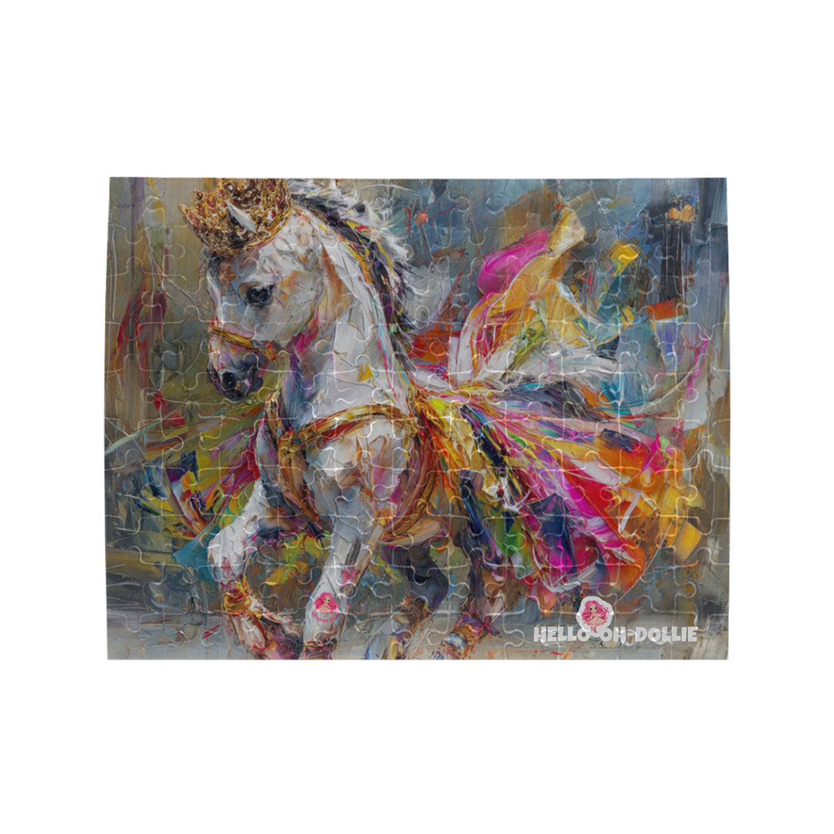 Hello-oh-Dollie Unicorn with colorful tutu Rectangle Jigsaw Puzzle (Set of 110 Pieces)