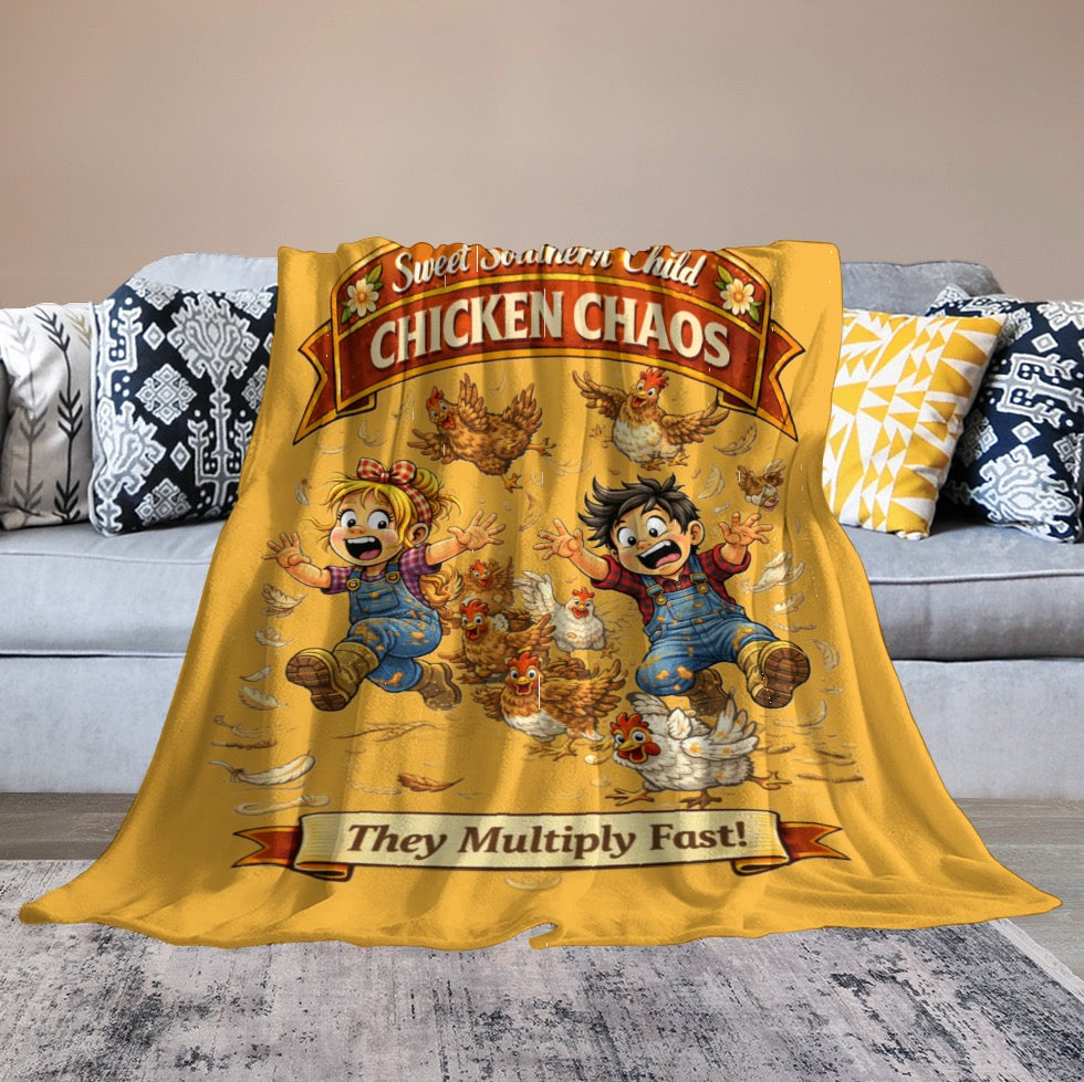 Ultra-Soft Flannel Blanket Chicken chaos