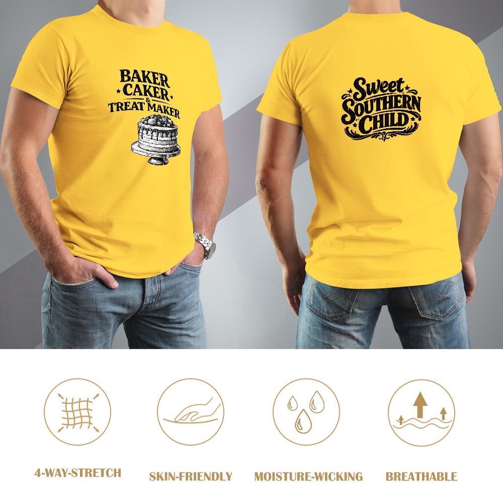 New High quality Men's T-shirt 100% Cotton Cake Baker
