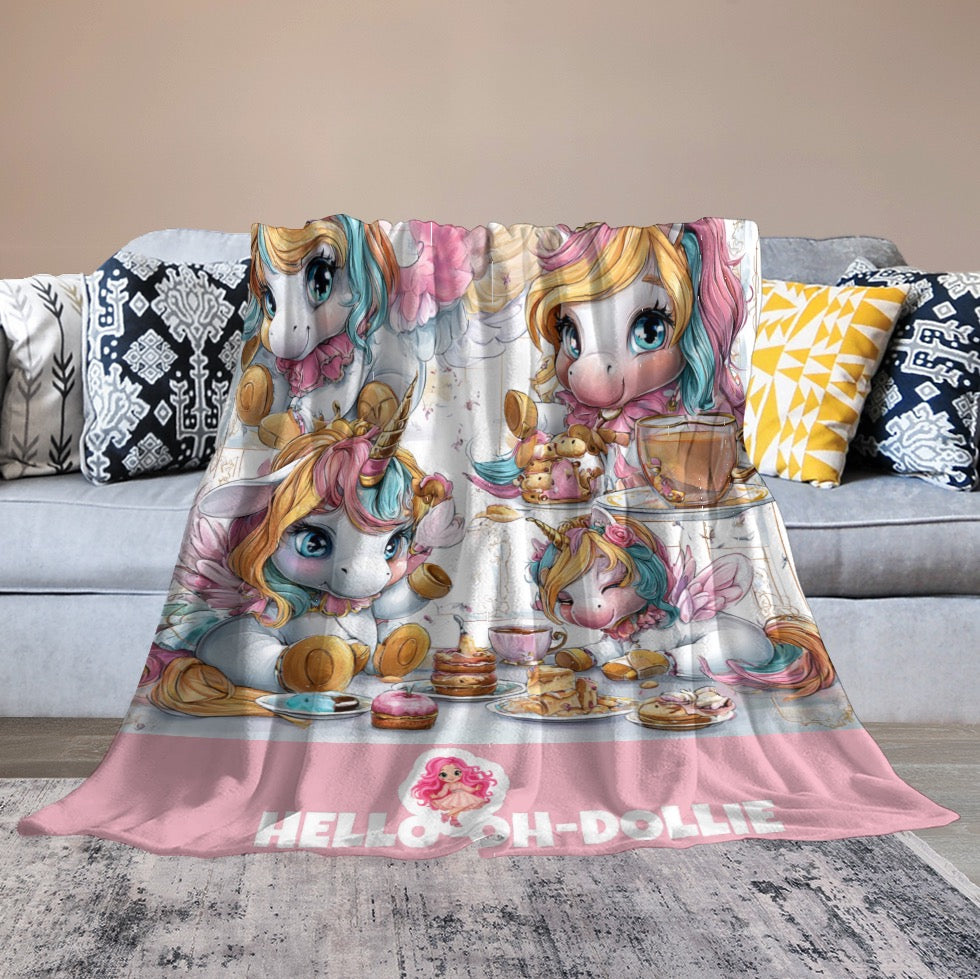 HELLO-OH-DOLLIE Multi unicorn Ultra-Soft Flannel Blanket 40”x50”