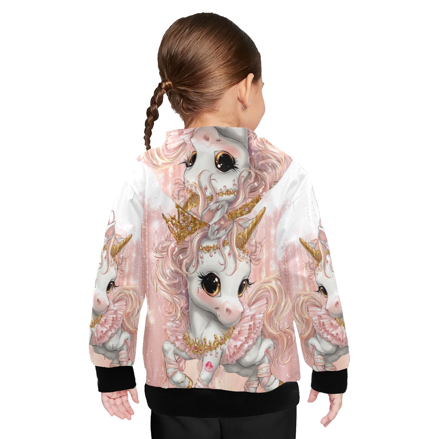 HELLO-OH-DOLLIE Unicorn ballerina Little Girls' Long Sleeve Hoodie