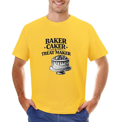 New High quality Men's T-shirt 100% Cotton Cake  Baker