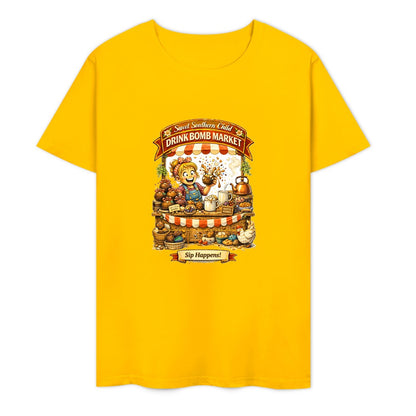 New Pure cotton short sleeved T-shirt Drink bomb market