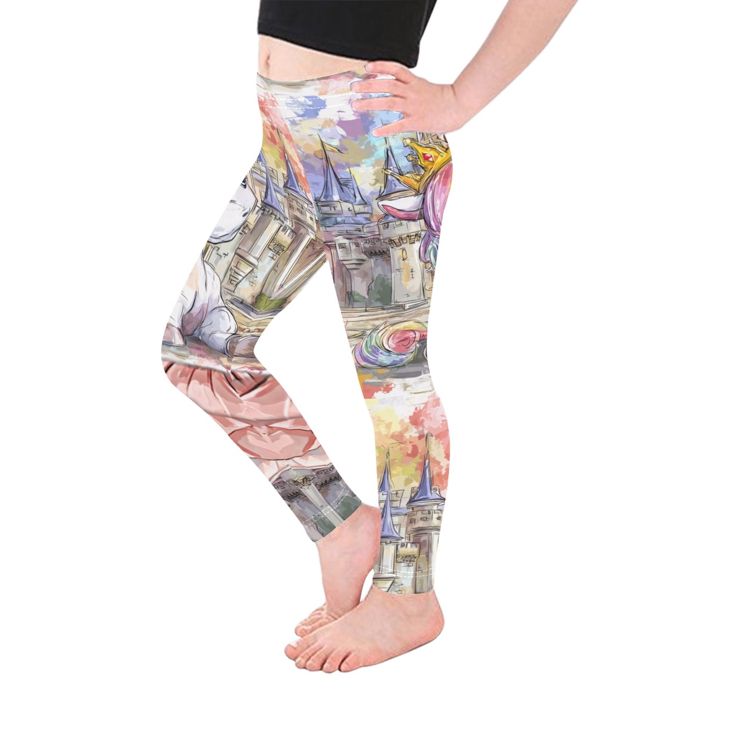 Castle and cute unicorn All-Over Print Girls Leggings (Model L06)