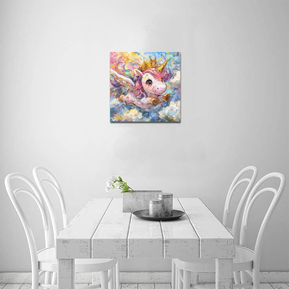 Unicorn flying Frame Canvas Print 12"x12"