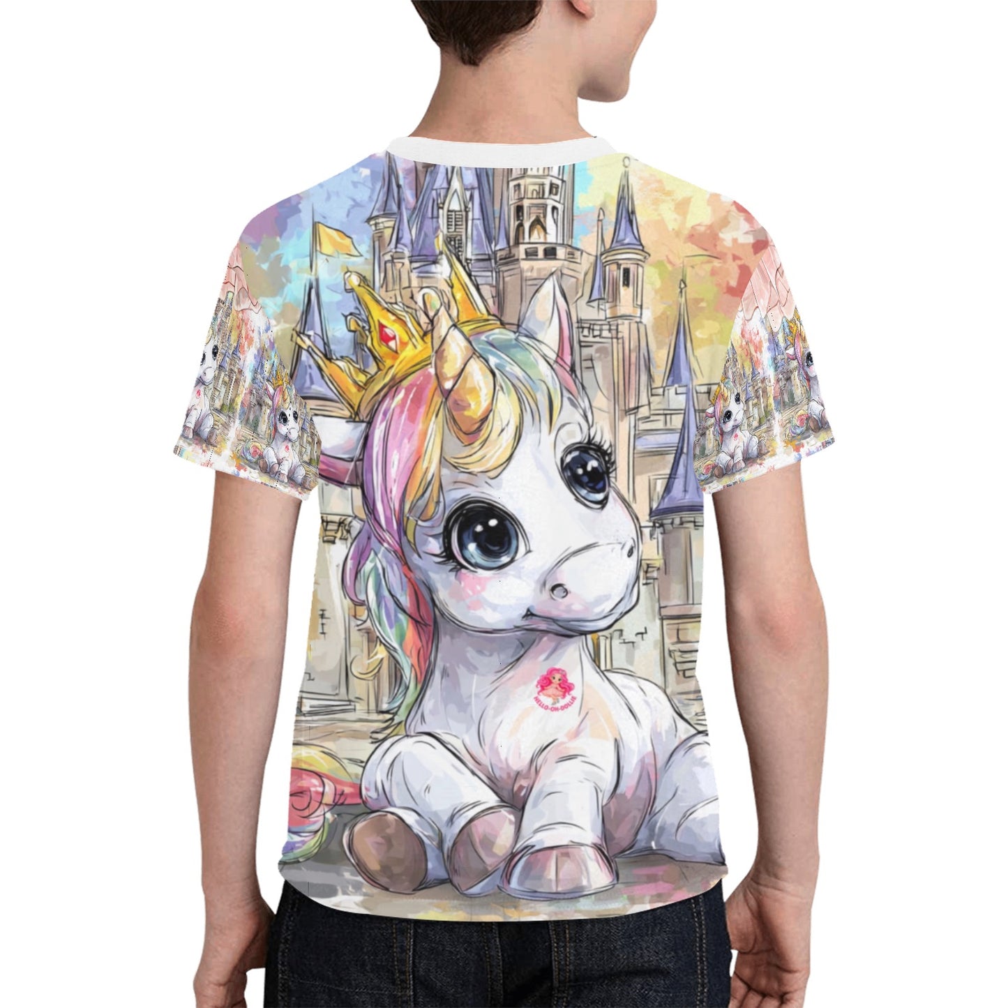 Castle and cute unicorn Kids' All Over Print T-shirt(ModelT65)