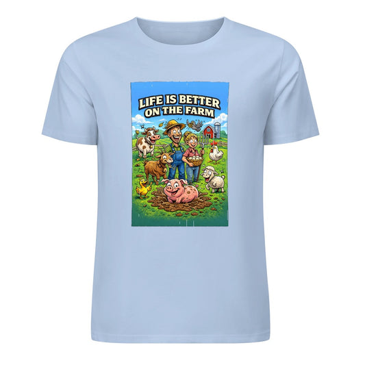 New Pure cotton short sleeved T-shirt Life is better on the farm