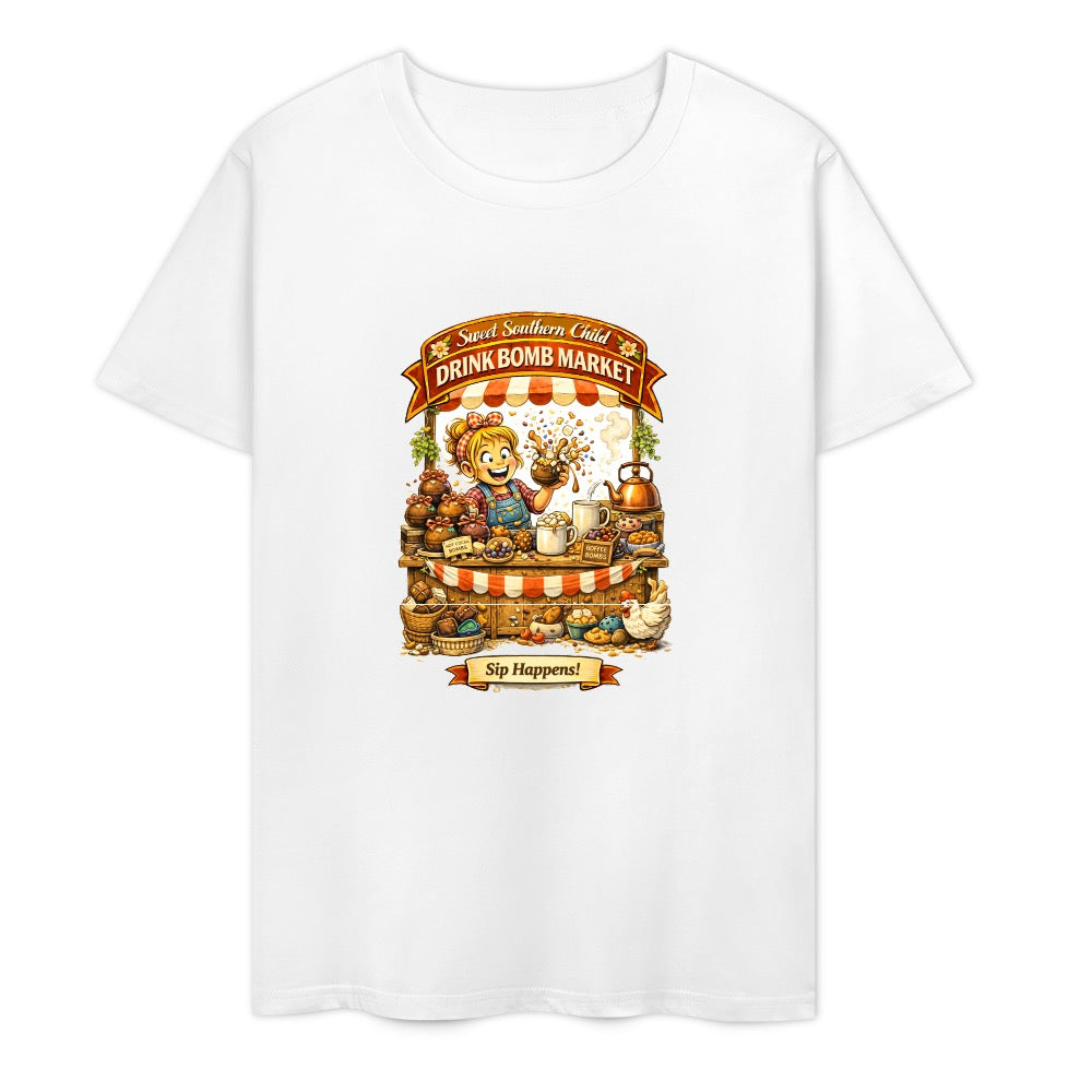 New Pure cotton short sleeved T-shirt Drink bomb