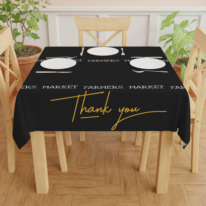 Farmers Market Tablecloth - Black 'Thank You' Vendor Market Table Cover