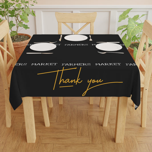 Farmers Market Tablecloth - Black 'Thank You' Vendor Market Table Cover