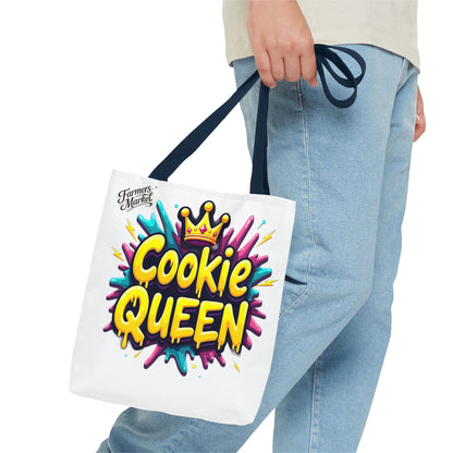 Cookie Queen Tote Bag — Colorful Crowned Bakery Gift Tote