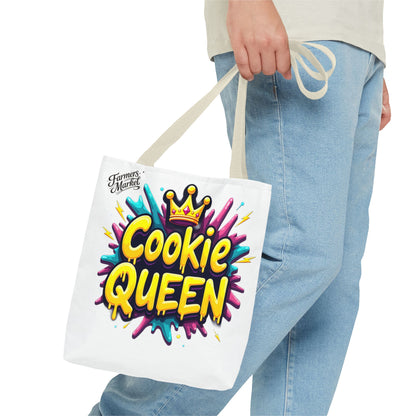 Cookie Queen Tote Bag — Colorful Crowned Bakery Gift Tote