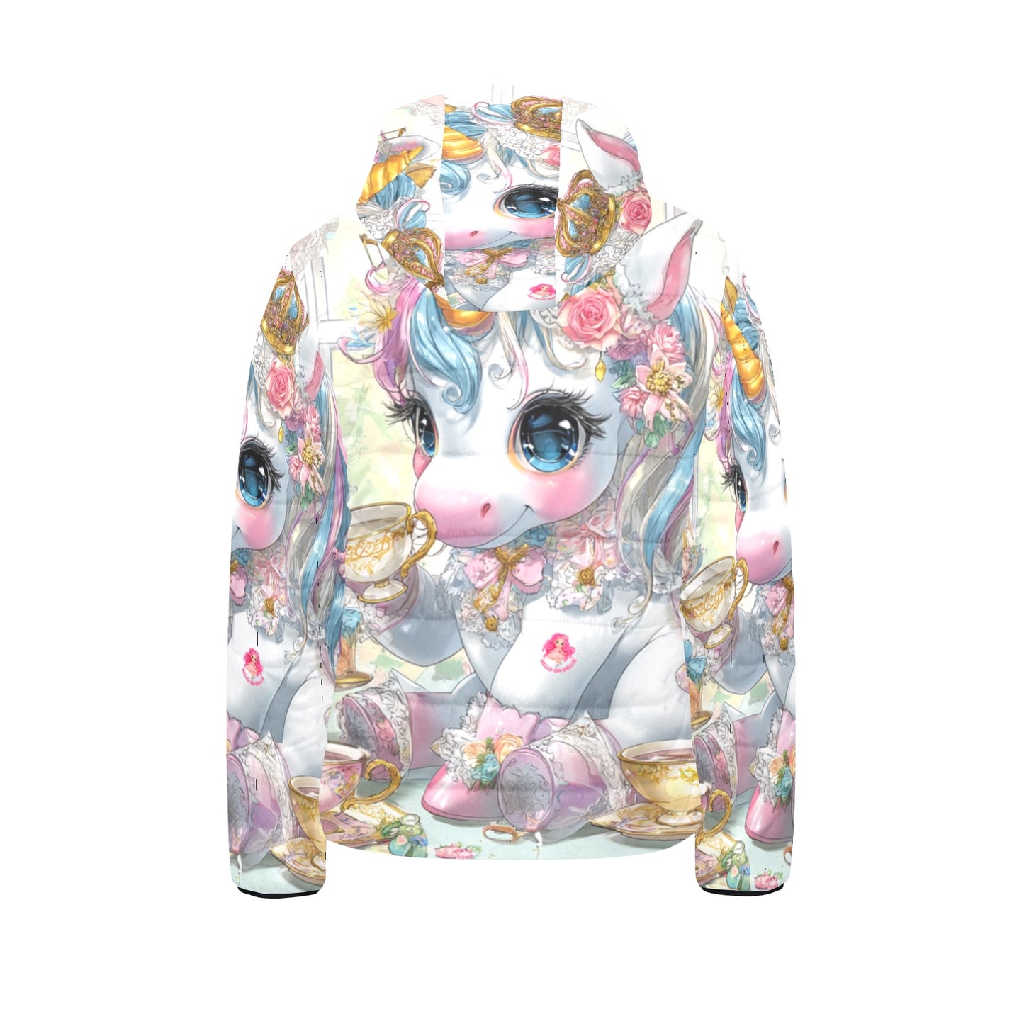 HELLO-OH-DOLLIE UNICORN TEAPARTY Kids' Padded Hooded Jacket (H45)