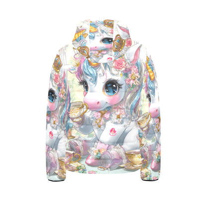 HELLO-OH-DOLLIE UNICORN TEAPARTY Kids' Padded Hooded Jacket (H45)