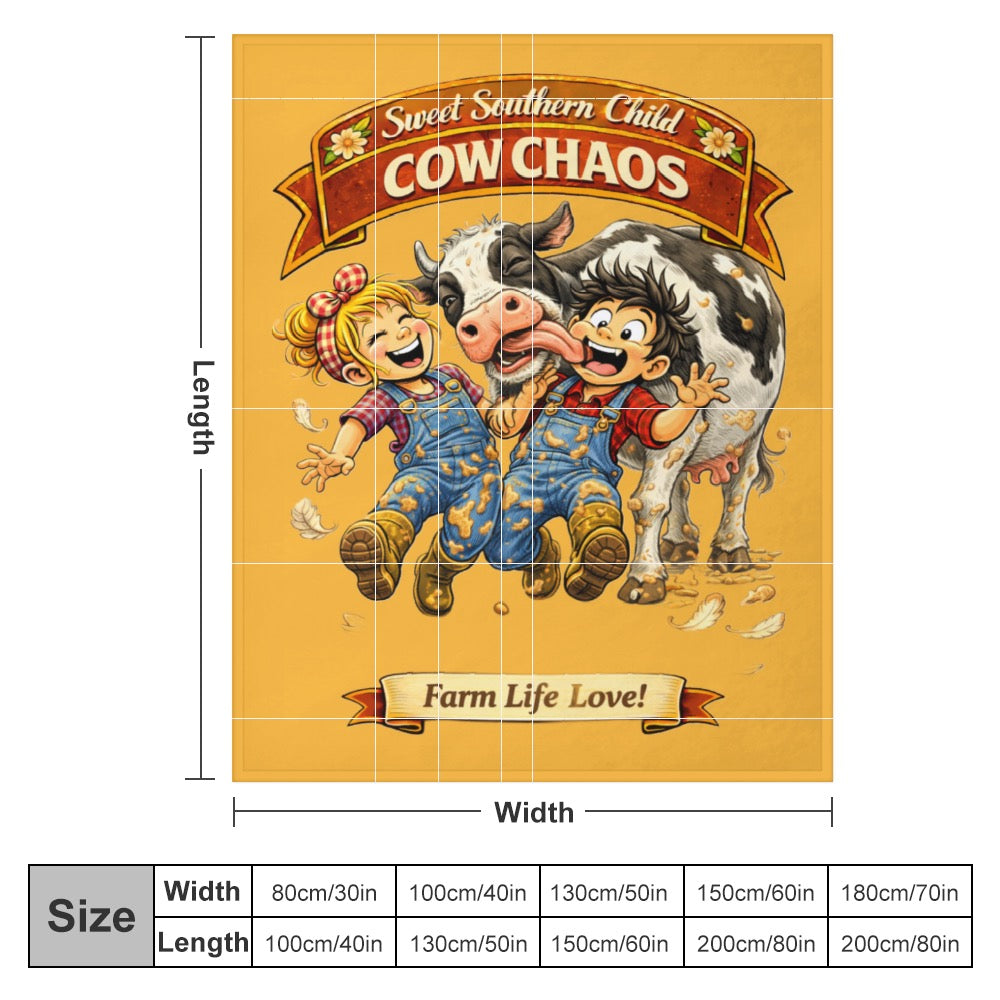 Ultra-Soft Flannel Blanket cow chaos