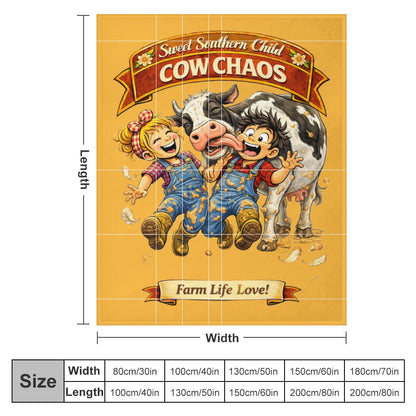 Ultra-Soft Flannel Blanket cow chaos