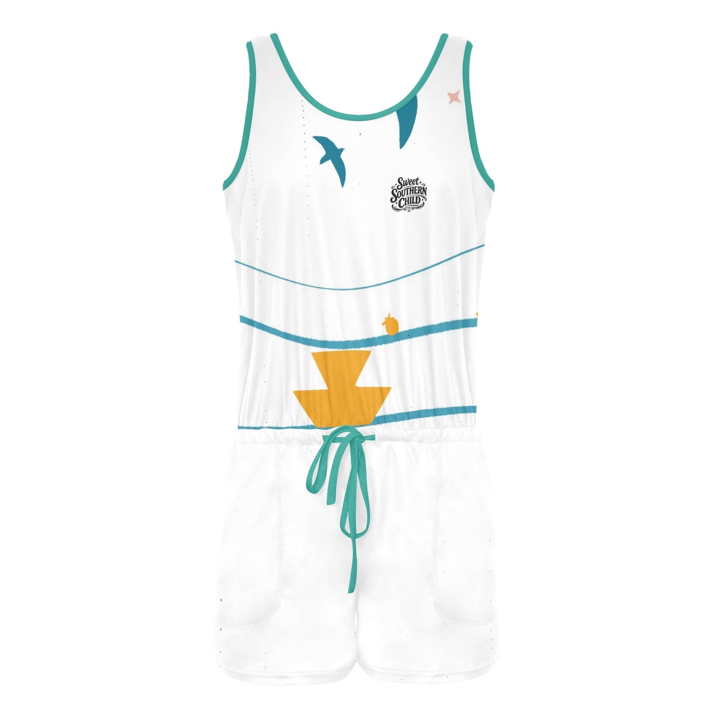 All Over Print Vest Short Jumpsuit (Sets 15)