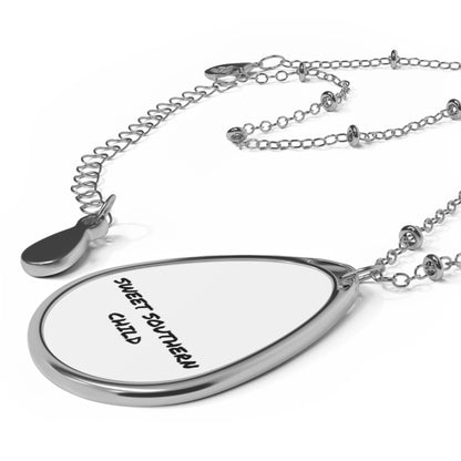 Sweet Southern Child Oval Necklace — Engraved Teardrop Pendant