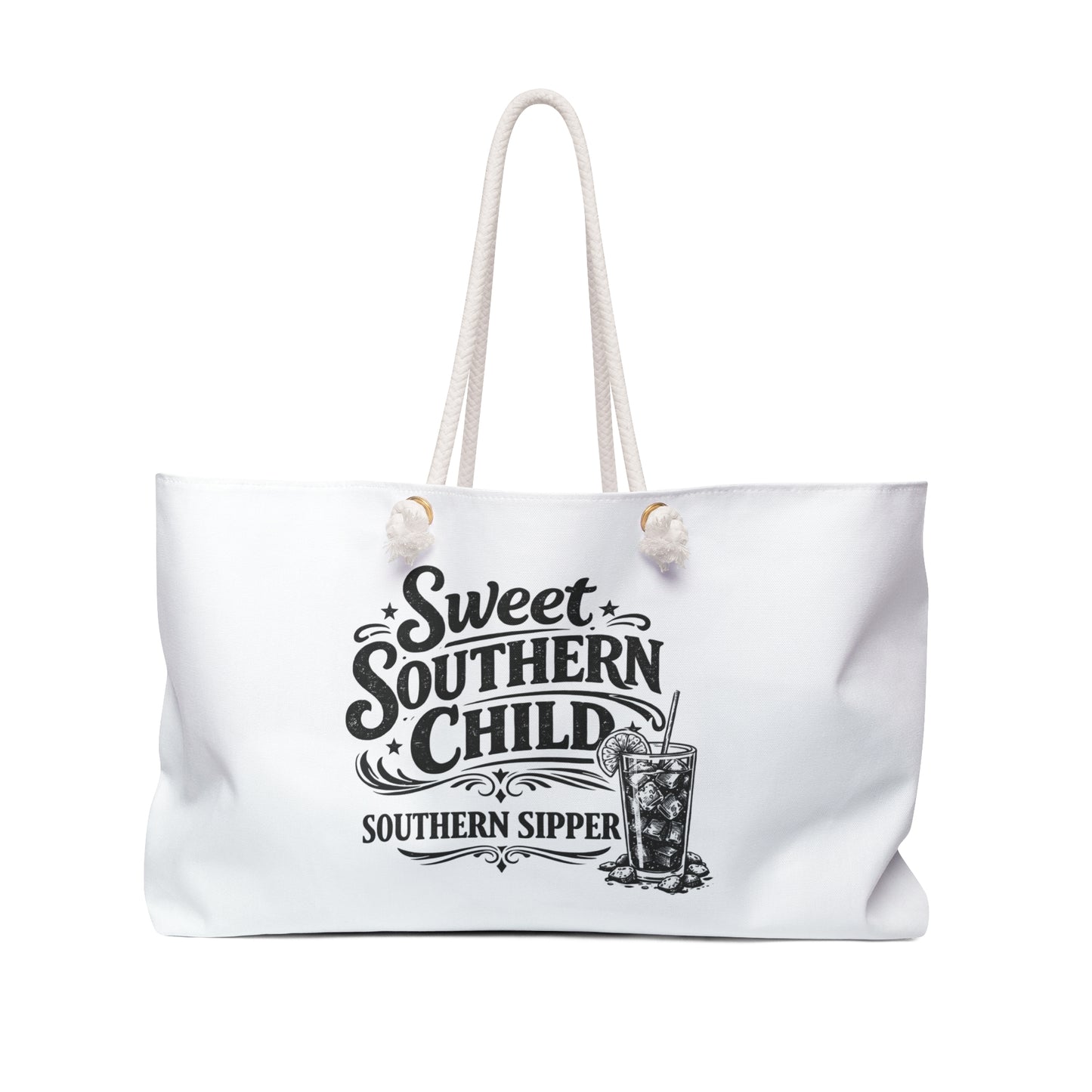 Weekender Bag — "Sweet Southern Child, Southern Sipper" Graphic Travel Tote