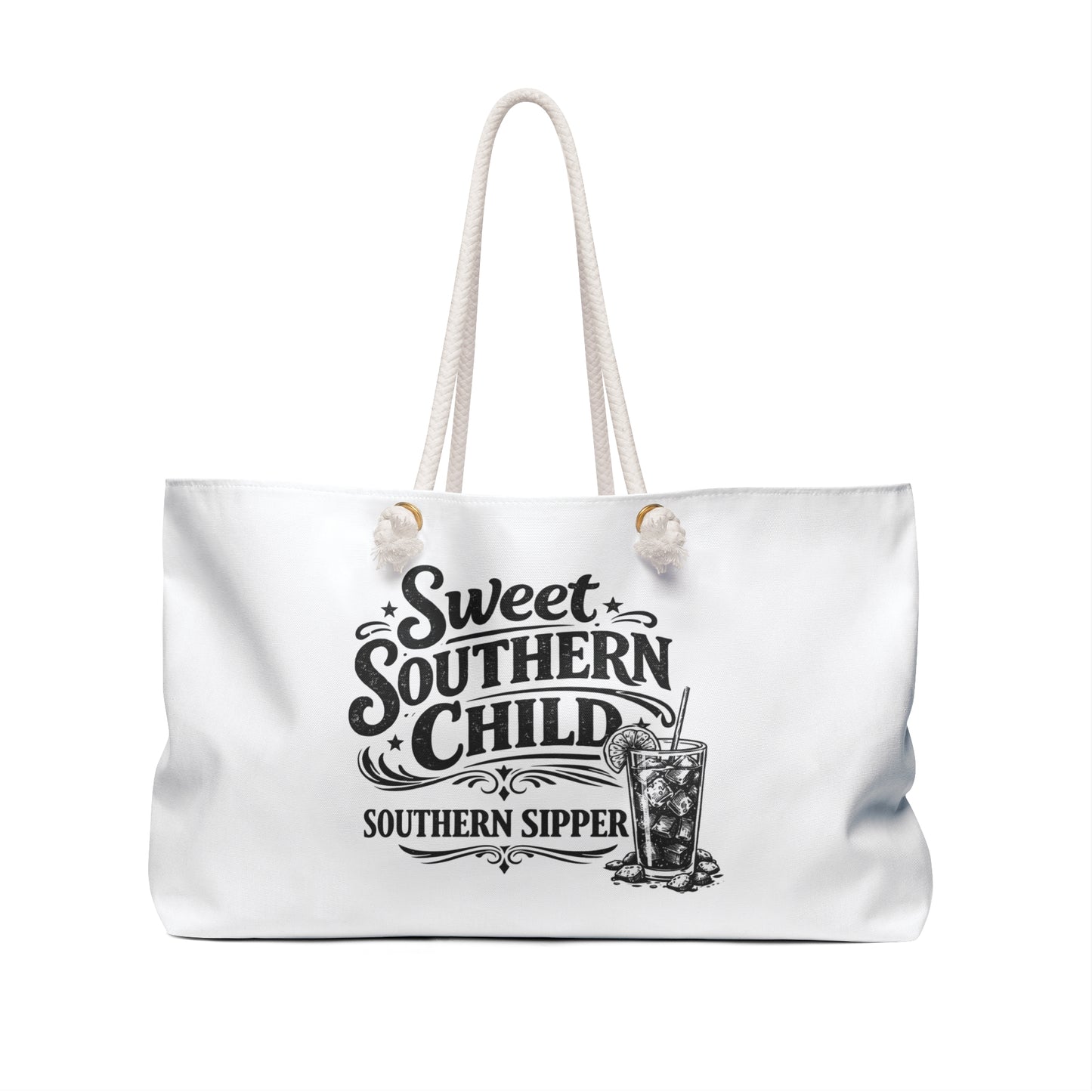 Weekender Bag — "Sweet Southern Child, Southern Sipper" Graphic Travel Tote