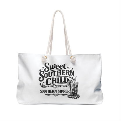 Weekender Bag — "Sweet Southern Child, Southern Sipper" Graphic Travel Tote