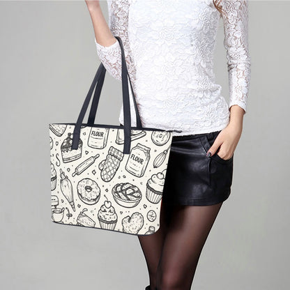 Bakery print Leather lady's handbag