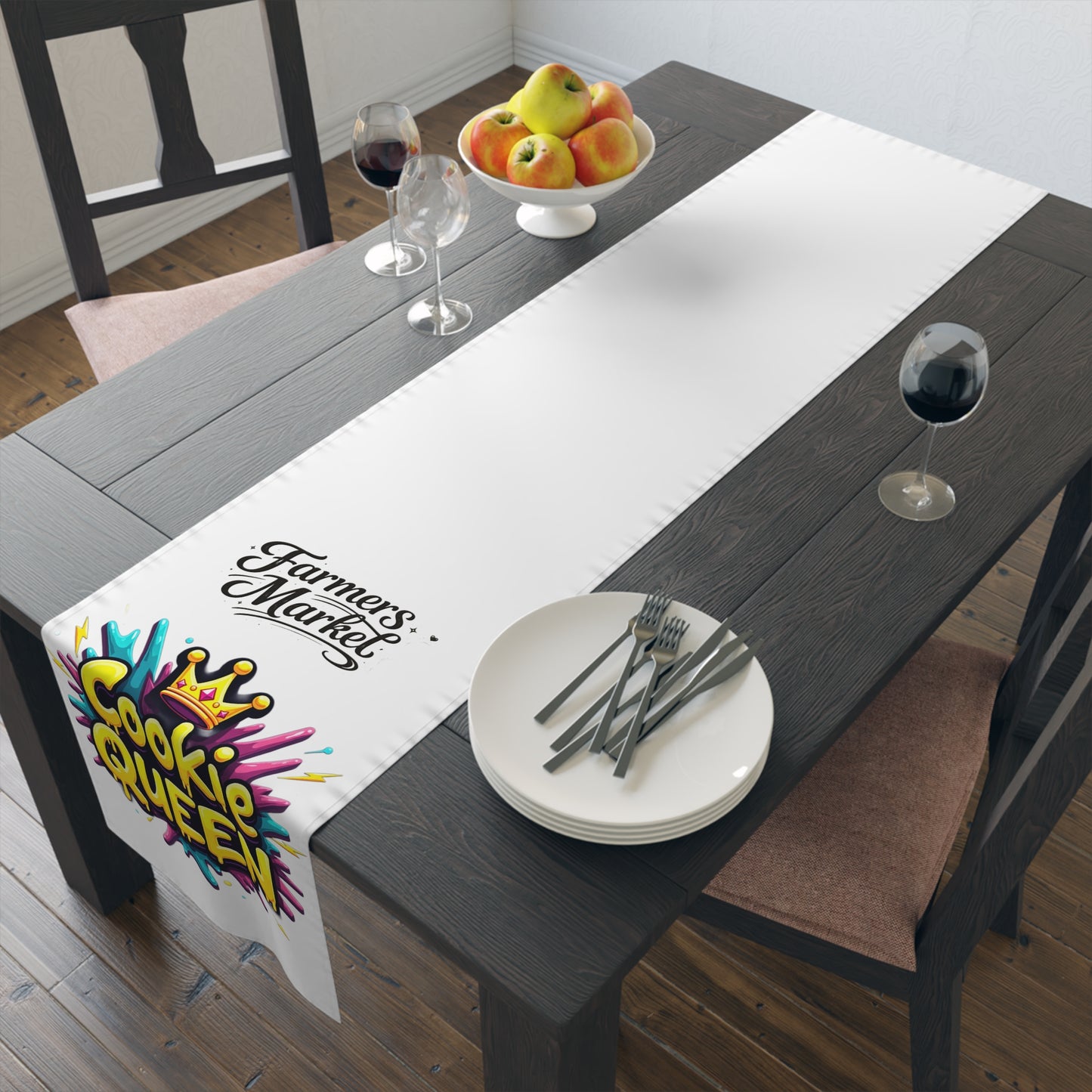 Cookie Queen Table Runner — Colorful Baking-Themed Table Decor