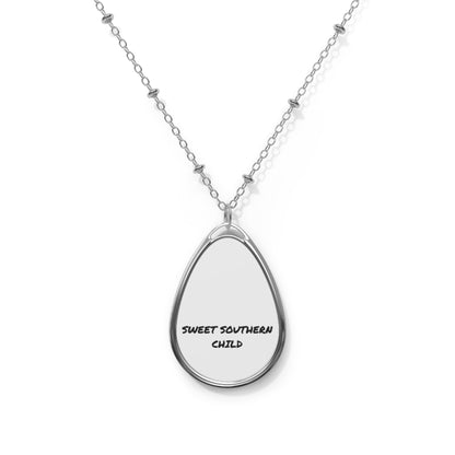 Sweet Southern Child Oval Necklace — Engraved Teardrop Pendant