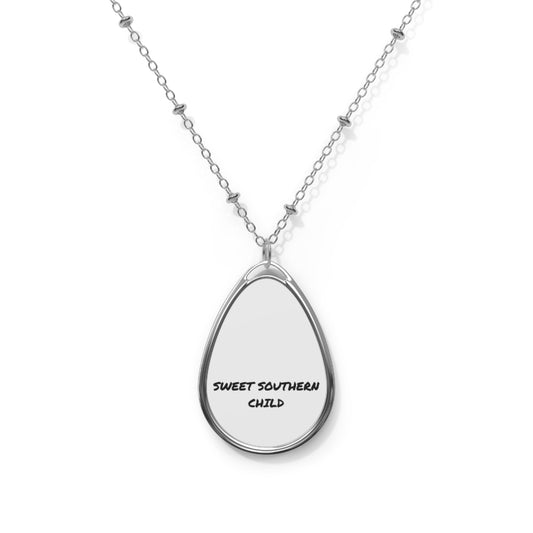 Sweet Southern Child Oval Necklace — Engraved Teardrop Pendant