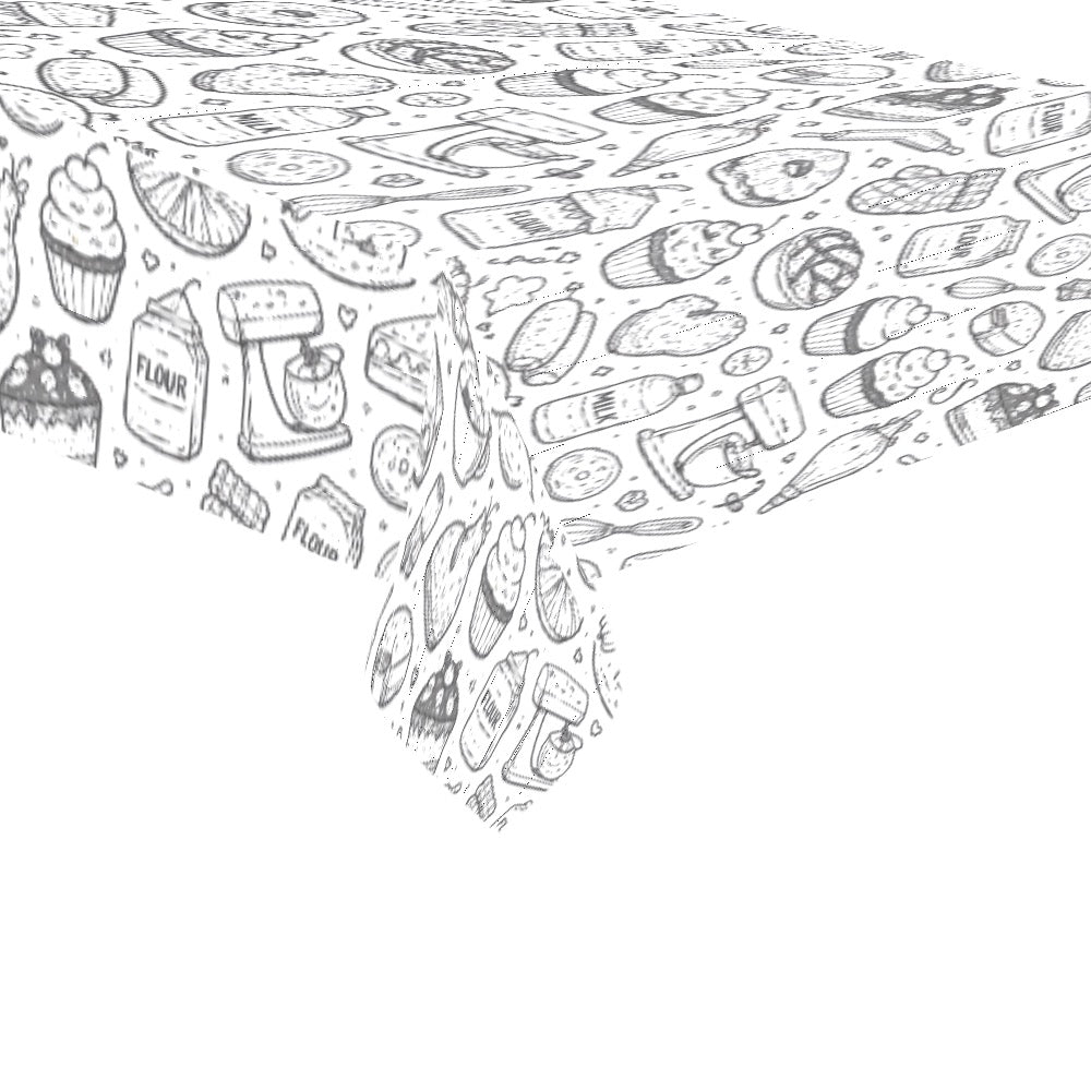 B&W bakery graphic Thickiy Ronior Tablecloth 120"x 60"