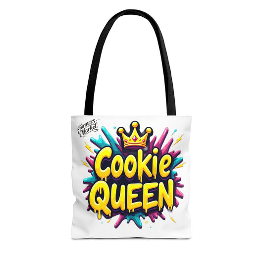 Cookie Queen Tote Bag — Colorful Crowned Bakery Gift Tote