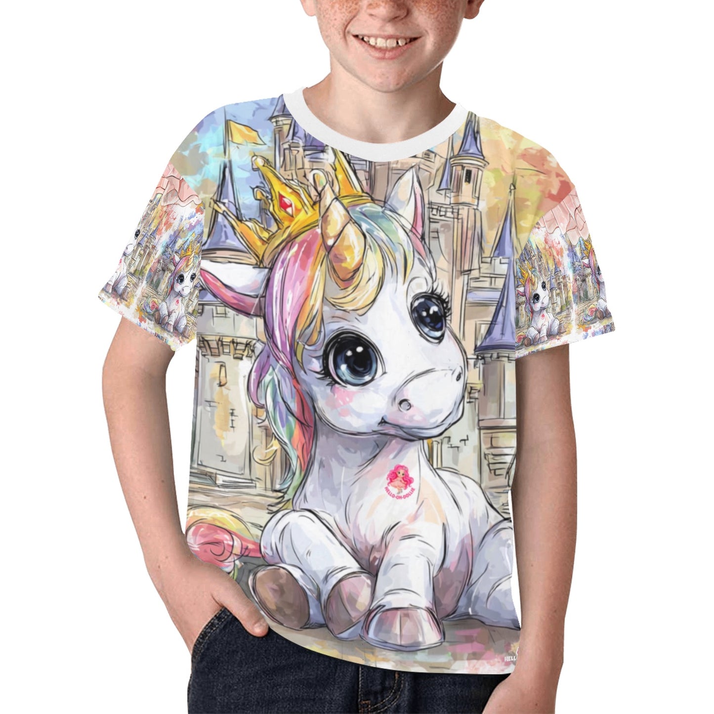 Castle and cute unicorn Kids' All Over Print T-shirt(ModelT65)