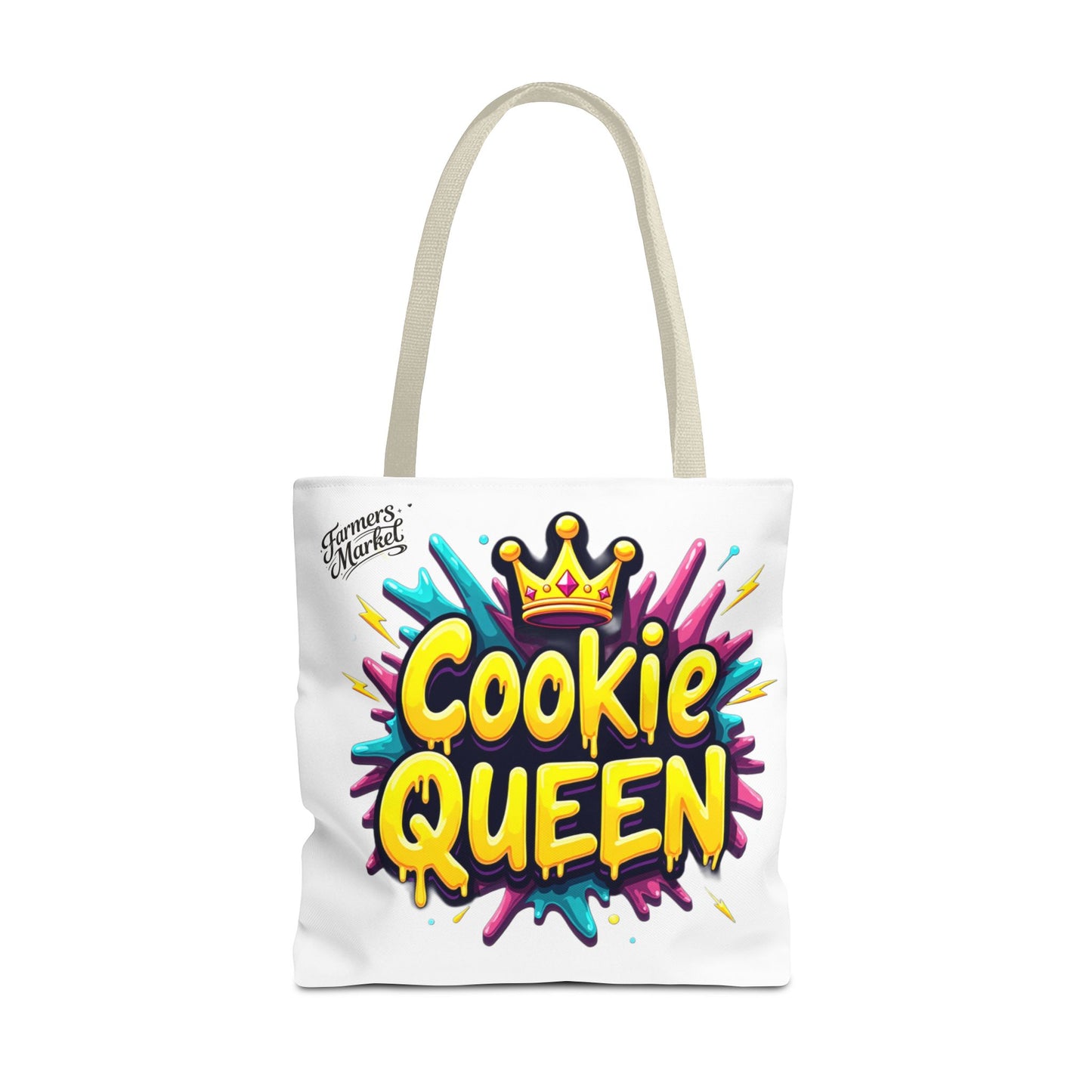 Cookie Queen Tote Bag — Colorful Crowned Bakery Gift Tote